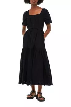 Черное платье трапециевидного кроя из поплина с английской вышивкой Whistles, черный