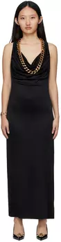Черное плетеное платье с цепочкой Versace