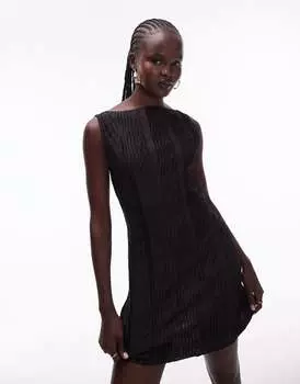 Черное плиссированное мини-платье Topshop