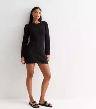 Черное пляжное платье с длинными рукавами крючком New Look, черный