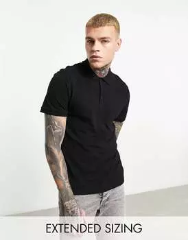 Черное поло из пике ASOS