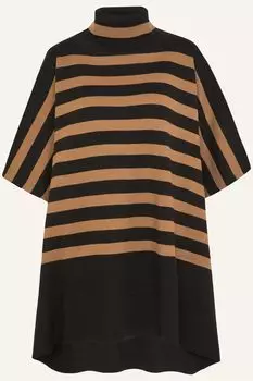 Черное пончо с водолазкой и полосатым узором Accessorize, черный