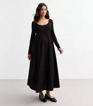 Черное поплиновое платье макси для беременных New Look, черный