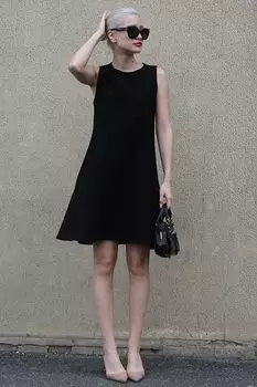 Черное повседневное льняное платье с нулевыми рукавами MG1831 MADMEXT