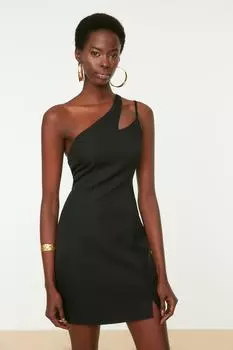 Черное приталенное тканое вечернее платье TPRSS22EL1652 Trendyol, черный