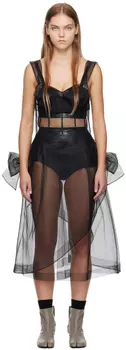 Черное прозрачное платье-миди Maison Margiela