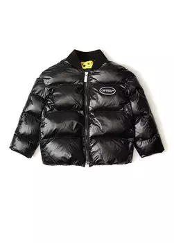 Черное пуховое пальто для мальчика с логотипом Off-White