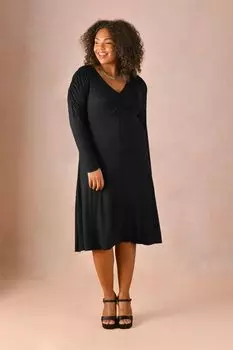 Черное пышное платье с V-образным вырезом и свободное платье из джерси Live Unlimited, черный