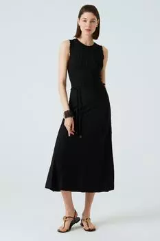 Черное расклешенное платье миди без рукавов JOIN US, черный