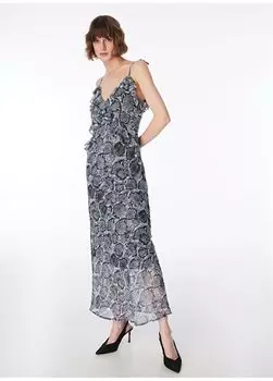 Черное разноцветное женское платье с v-образным вырезом F4SL-ELB0683 Fabrika, черный