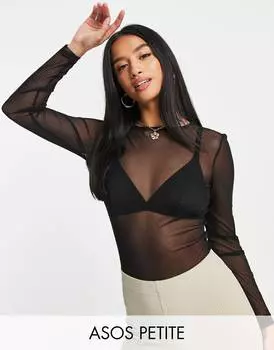 Черное сетчатое боди ASOS DESIGN Petite