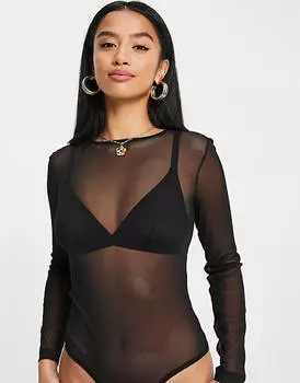 Черное сетчатое боди ASOS DESIGN Petite