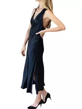 Черное шелковое платье миди без рукавов Violetta Emerson Fry