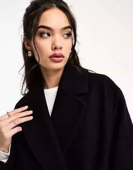 Черное шерстяное пальто с поясом и поясом & Other Stories