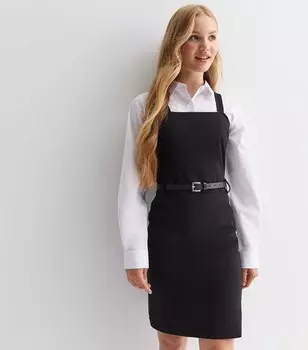 Черное школьное платье-сарафан для девочек New Look, черный