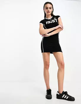 Черное спортивное мини-платье Bershka