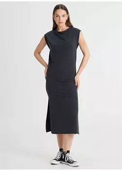 Черное стандартное женское платье с круглым вырезом L241629001-Платье с коротким рукавом Lee, черный