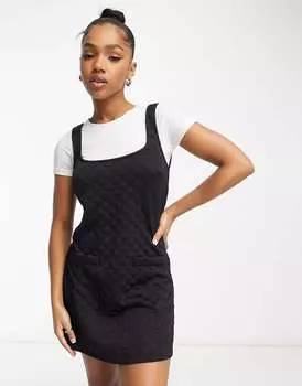 Черное стеганое платье в полоску Miss Selfridge