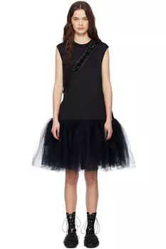 Черное свободное балетное платье-пачка миди Simone Rocha