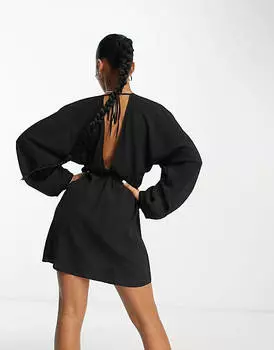 Черное свободное платье мини ASOS DESIGN