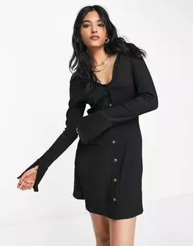 Черное свободное платье мини-рубашка ASOS DESIGN