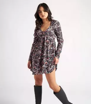 Черное свободное платье мини с животным принтом Urban Bliss Urban Bliss, черный