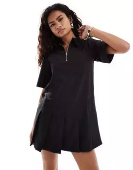 Черное теннисное платье на молнии COLLUSION