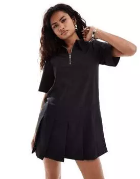 Черное теннисное платье на молнии COLLUSION