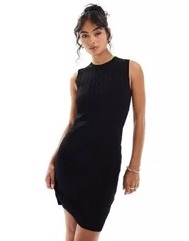 Черное тонкое трикотажное платье черного цвета Armani Exchange