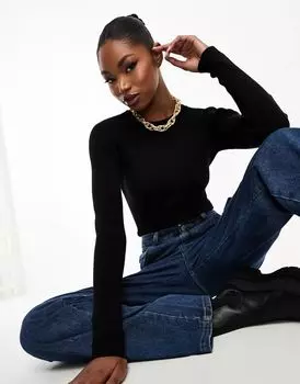 Черное трикотажное боди в рубчик 4th & Reckless