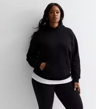 Черное трикотажное худи Curves New Look, черный