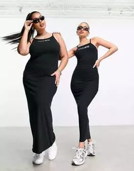 Черное трикотажное платье-комбинация ASOS Weekend Collective Curve