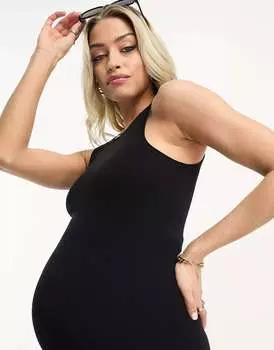 Черное трикотажное платье миди-борцовки ASOS DESIGN Maternity