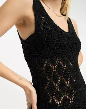 Черное трикотажное платье мини без рукавов с открытой строчкой ASOS DESIGN Tall