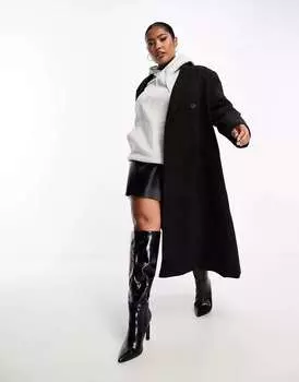 Черное твиловое пальто для папы ASOS DESIGN Curve