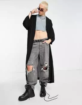 Черное удлиненное кимоно ASOS DESIGN