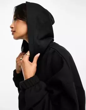 Черное укороченное худи на молнии ASOS DESIGN