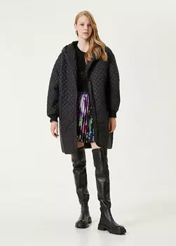 Черное узкое пуховое пальто с капюшоном Beymen