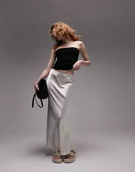 Черное вязаное бандо с отворотом Topshop