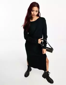 Черное вязаное платье-свитер миди Vero Moda