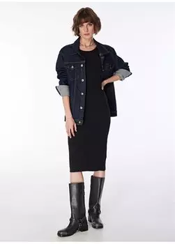 Черное женское базовое платье с круглым вырезом K-BODIN Fabrika, черный