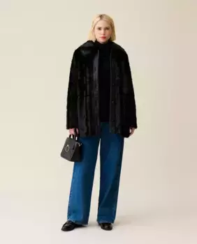 Черное женское пальто из искусственного меха Claudie Pierlot