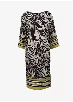 Черное женское платье длиной ниже колена с круглым вырезом U68297 Faik Snmez, черный