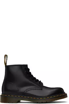 Черные 101 желтые ботильоны из гладкой кожи с желтой строчкой Dr. Martens