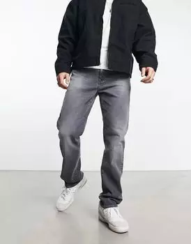 Черные эластичные джинсы прямого кроя ASOS