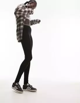 Черные эластичные леггинсы с логотипом Topshop