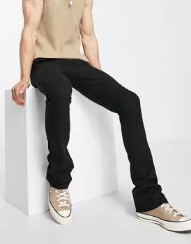 Черные эластичные расклешенные брюки ASOS DESIGN