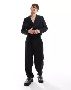 Черные элегантные брюки на шнуровке ASOS DESIGN — часть комплекта