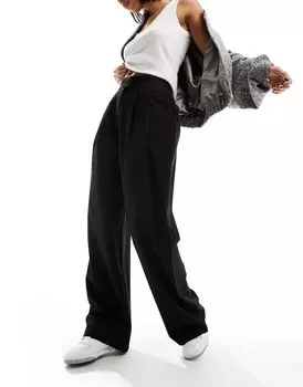 Черные элегантные широкие брюки ASOS