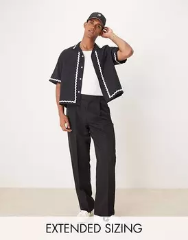Черные элегантные широкие брюки со складками ASOS DESIGN